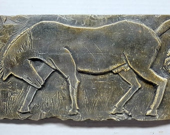 Adin Pony, Stone Artwork, Ancient Animal Plaque, 11 in. (28 cm), Avtechstonegallery