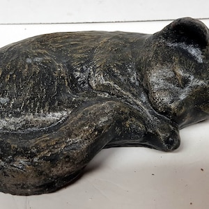 Sleepy Cat, Concrete Cat, 6.2 in (16 cm), Cat Memorial, Stone Statue, Home Decor, Cat Sculpture AvtechStoneGallery