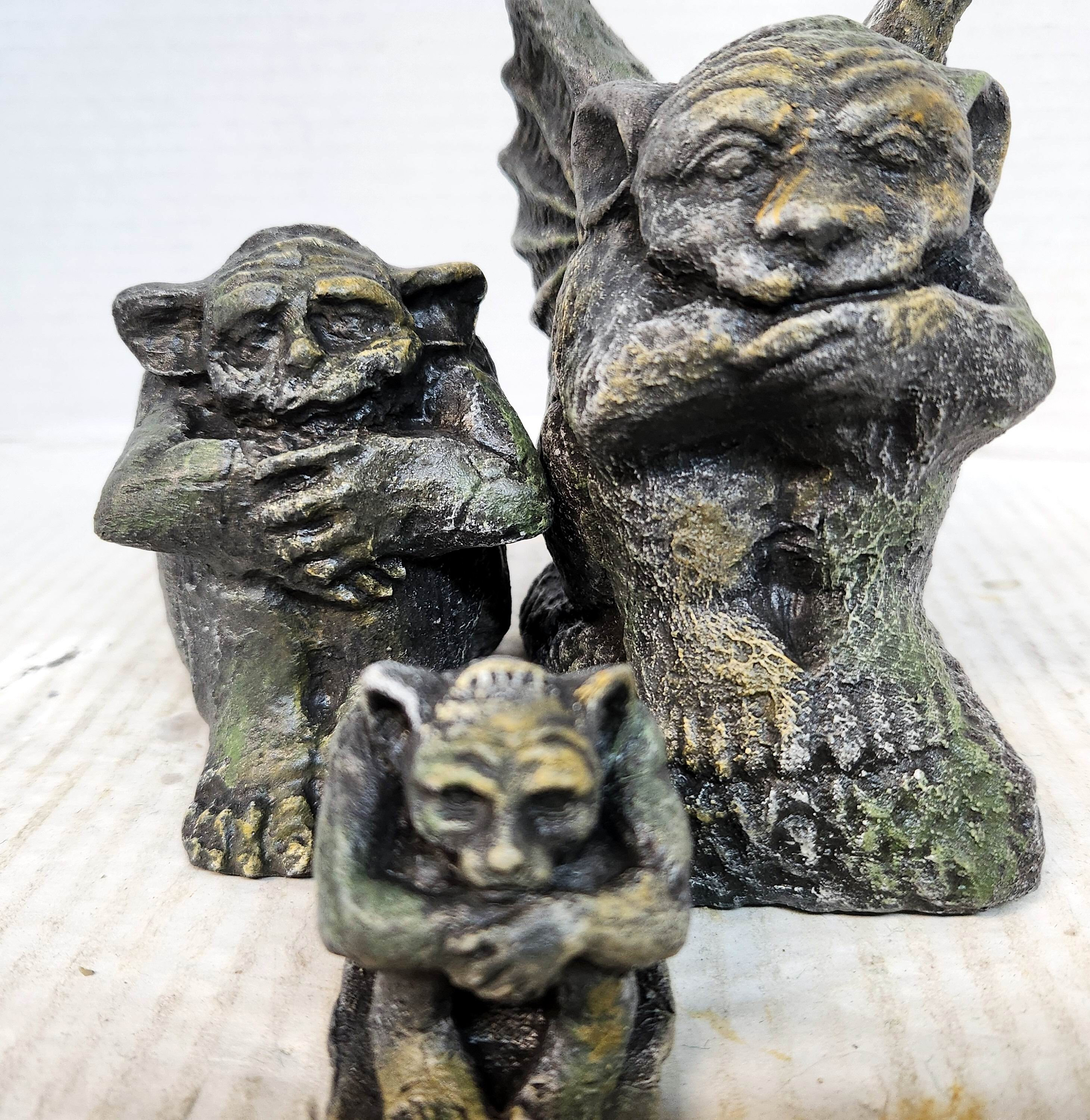 Gargoyle Lovers, Gargoyles, Set of 3, Gargoyle Grotesque Cast Gargoyle ...