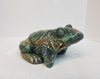Funky Frog, 8 in. (21 cm), Concrete Frog, Garden Frog, Concrete Ornament, Coloured Concrete Critters, AvtechStoneGallery