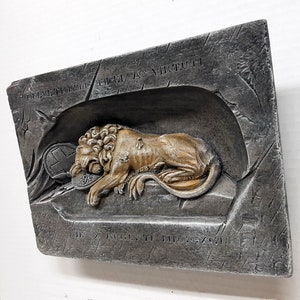Lion of Lucerne, 9.7 in. 25 cm, The Lion Monument, Lucerne Monument, Switzerland Lion, Swiss Guard Monument, AvtechStoneGallery image 7
