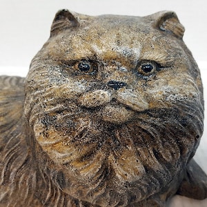Statue of Cat, Concrete Cat, 10 in.(25cm), Concrete Garden Cat, Concrete Persian Cat, AvtechStoneGallery