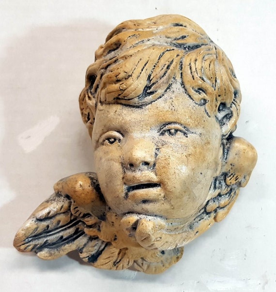 Cherub Head 5.7 in. 14 cm Angel Stone Sculpture Cherub Etsy