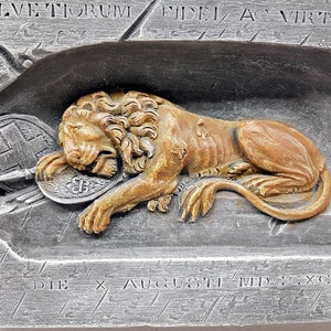 Lion of Lucerne, 9.7 in. 25 cm, The Lion Monument, Lucerne Monument, Switzerland Lion, Swiss Guard Monument, AvtechStoneGallery image 4