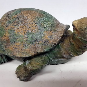Tartaruga de concreto, tartaruga de jardim, 20 cm, ornamento de concreto, criaturas de concreto coloridas, AvtechStoneGallery