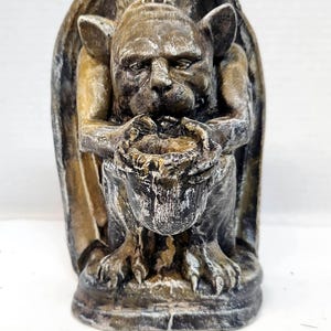Concrete Gargoyle, 7 in. (20cm), Pot Holding Gargoyle, Cast Stone Gargoyle, Grotesque, Cast Gargoyle Statue , Medieval Gothic