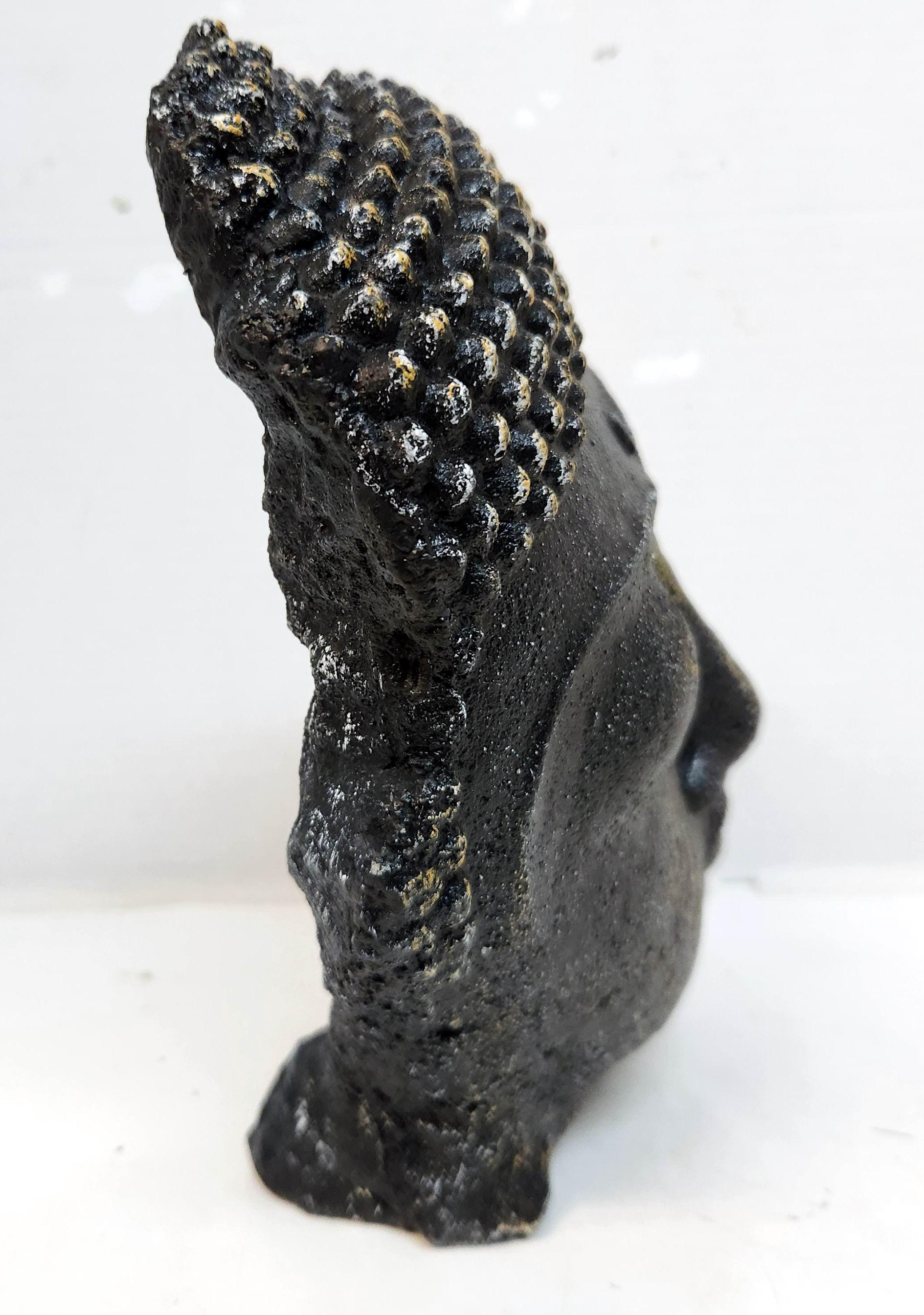 仏陀の頭部 3D、高さ9.5インチ（24cm）、コンクリート製仏像アート