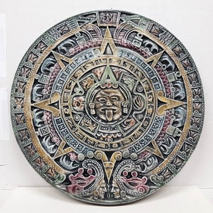 Aztec Calendar, 13.5 in. (34 cm), Mayan Calandar, Meso-America Art, Tonalpohualli Calendar, Olmec Civilization Art, AvtechStoneGallery