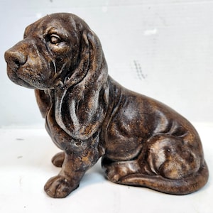 Basset Hound Dog, Concrete Dog, 8 in.(20cm), Garden Statue, Concrete Dog Statue, Garden Ornament, Avtechstonegallery