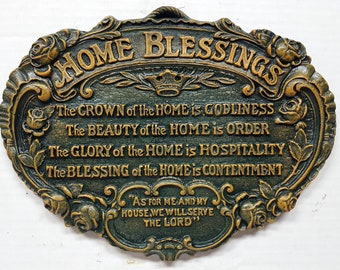 Home Blessing, 10 in. (25 cm), Unique Home, Antiqued Finished, Blessing Plaque, Inspirational Message, AvtechStoneGallery