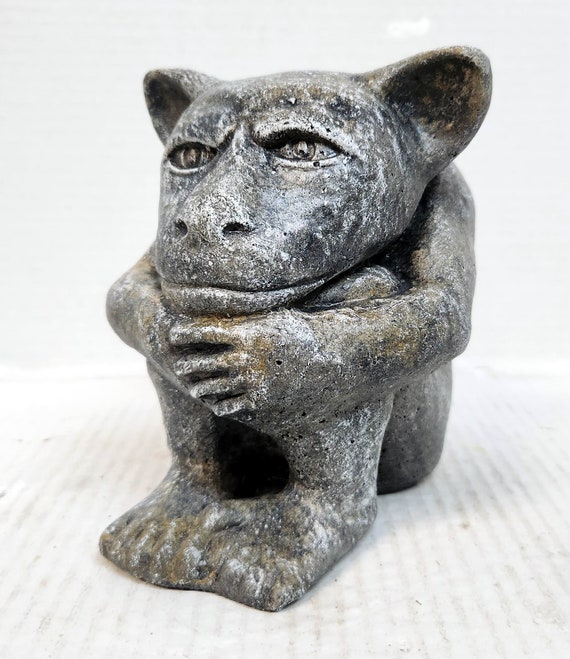 Concrete Gargoyle, 6 in., Cast Stone Gargoyle, Grotesque, Cast Gargoyle Statue , Medieval Gothic, Medieval, Little Dedo, AvtechStoneGallery