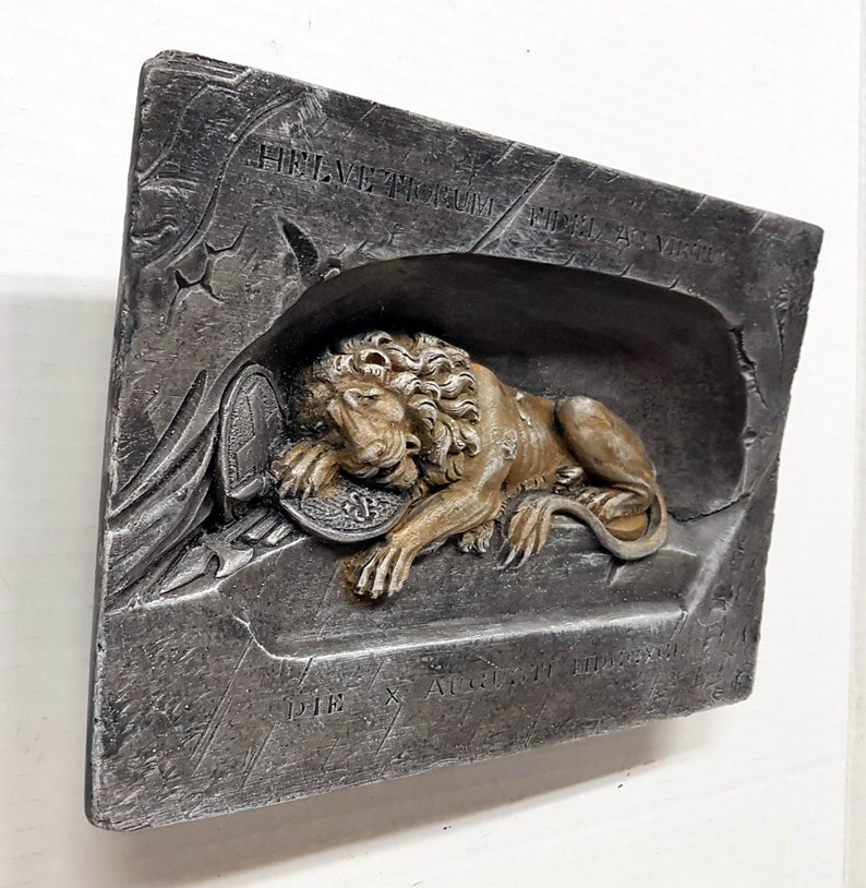 Lion of Lucerne, 9.7 in. 25 cm, The Lion Monument, Lucerne Monument, Switzerland Lion, Swiss Guard Monument, AvtechStoneGallery image 6