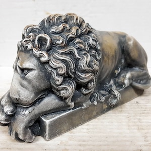 Löwe von Conova Statue, 9 Zoll (23 cm), Canova Löwen, Kunstskulpturen, Antonio Canova, AvtechStoneGallery
