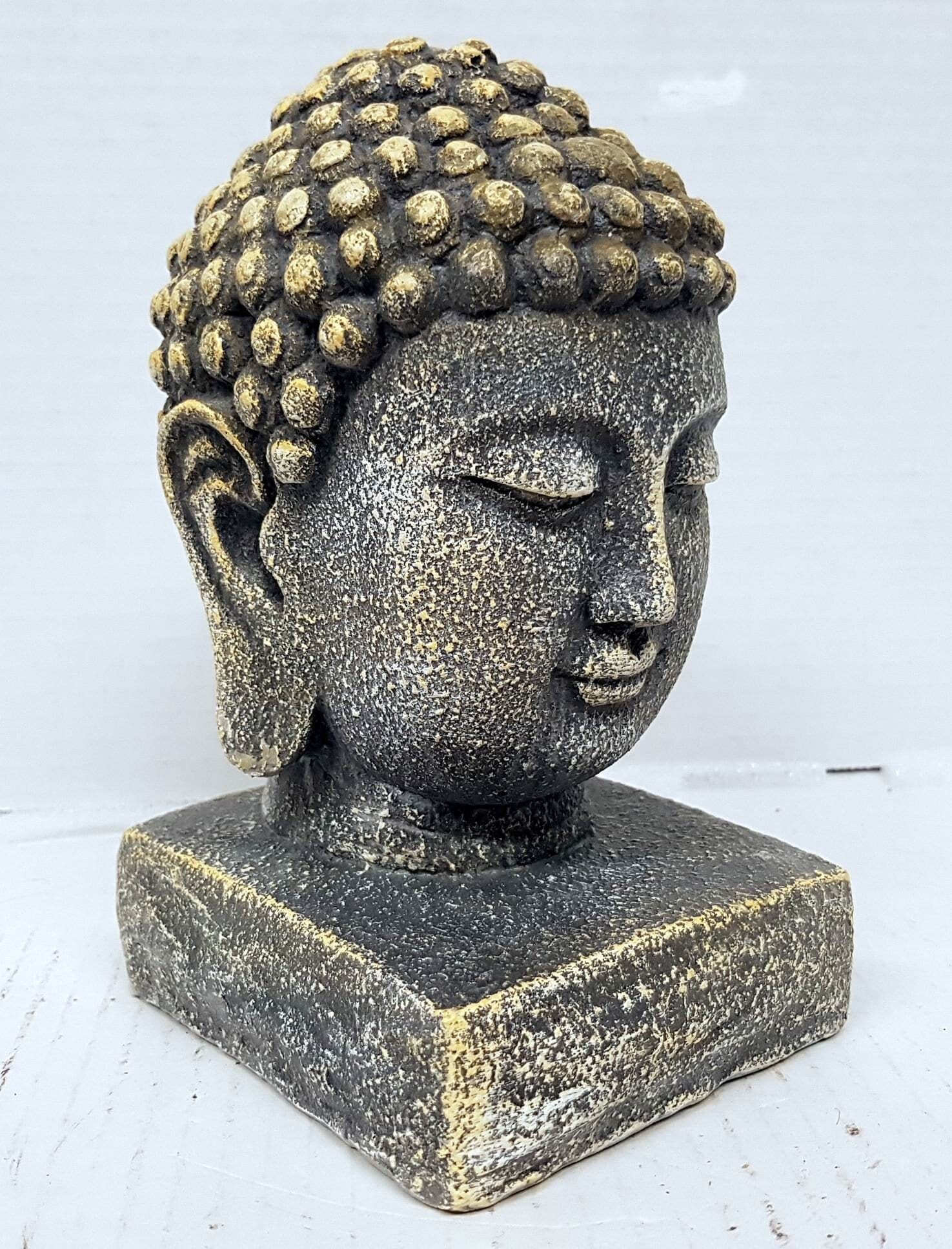 Buddha Bust, 7 In. (18 Cm,) Buddha Head, Siddhartha Gautama, Stone
