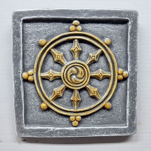Dharma Wheel, 8 in. (20 cm), Buddha&#39;s Teaching, Mindfulness, Moral Discipline,  Eight-fold Path, Buddhist Symbo
