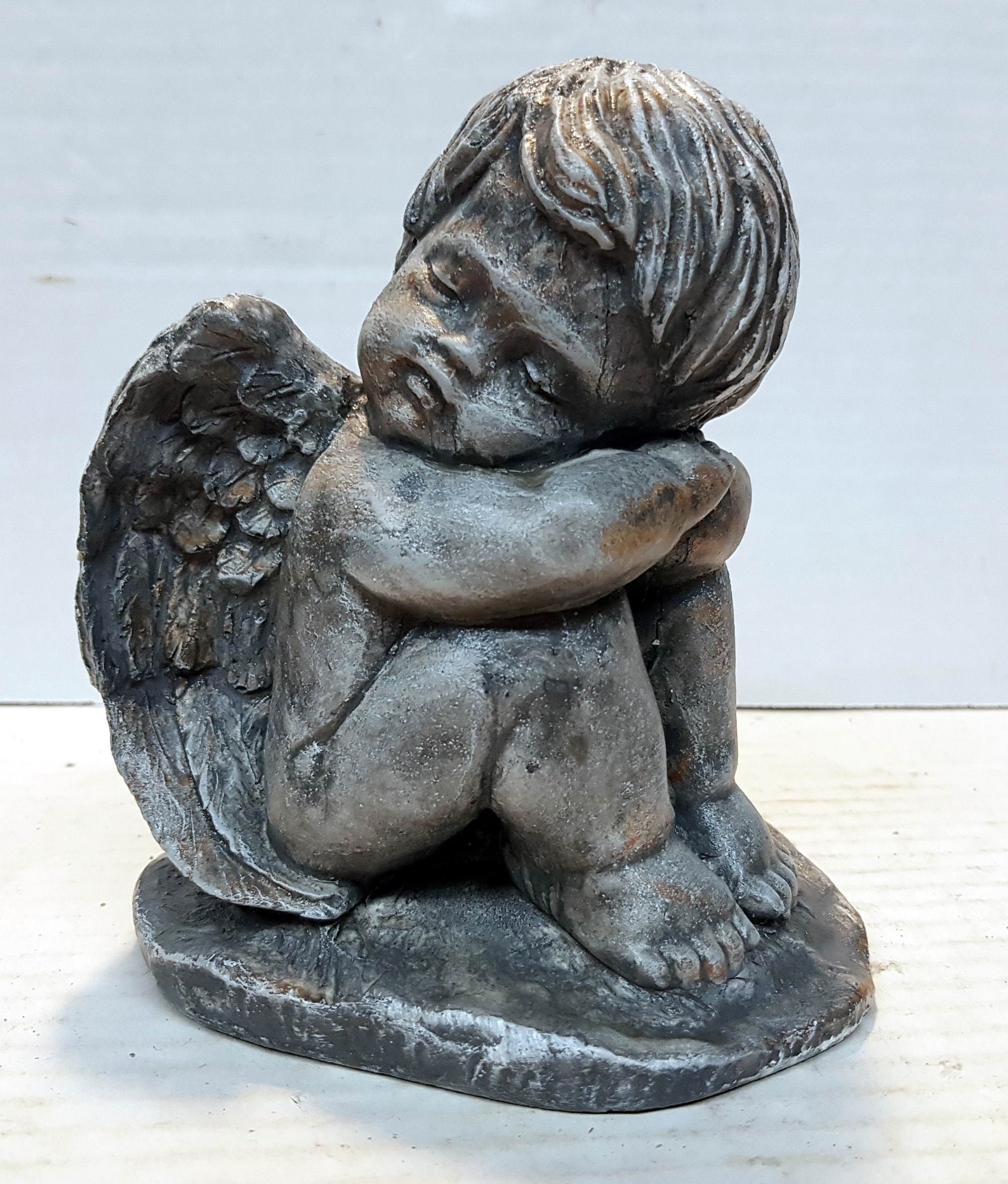 Cherub Resting 5 in 11 cm Garden Stone Angel Devotional Etsy