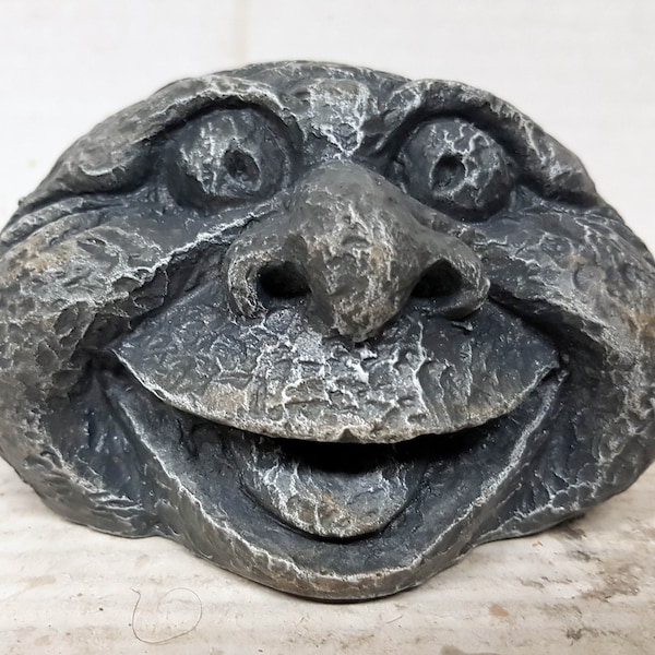 Stoned Face, 4.5 in.(8cm), Gothic Sculpture, Pagan Lore, Gothic History, Stone Head, Wall Header, AvtechStoneGallery