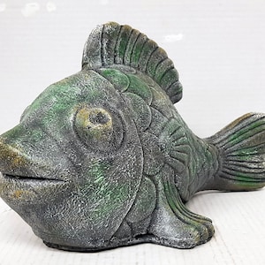 Stone Fish, Concrete Fish, 12.5 in.(32cm), Pond Fish, Pond Ornament, Garden Fish, Fish Statue, Gold Fish Statue, Garden Fish Statue