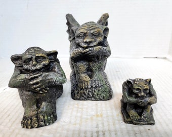 Gothic Imp Gargoyle, Small Irving in Blackened Iron, Cast Shadows