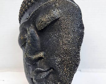 仏陀の頭部 3D、高さ9.5インチ（24cm）、コンクリート製仏像アート