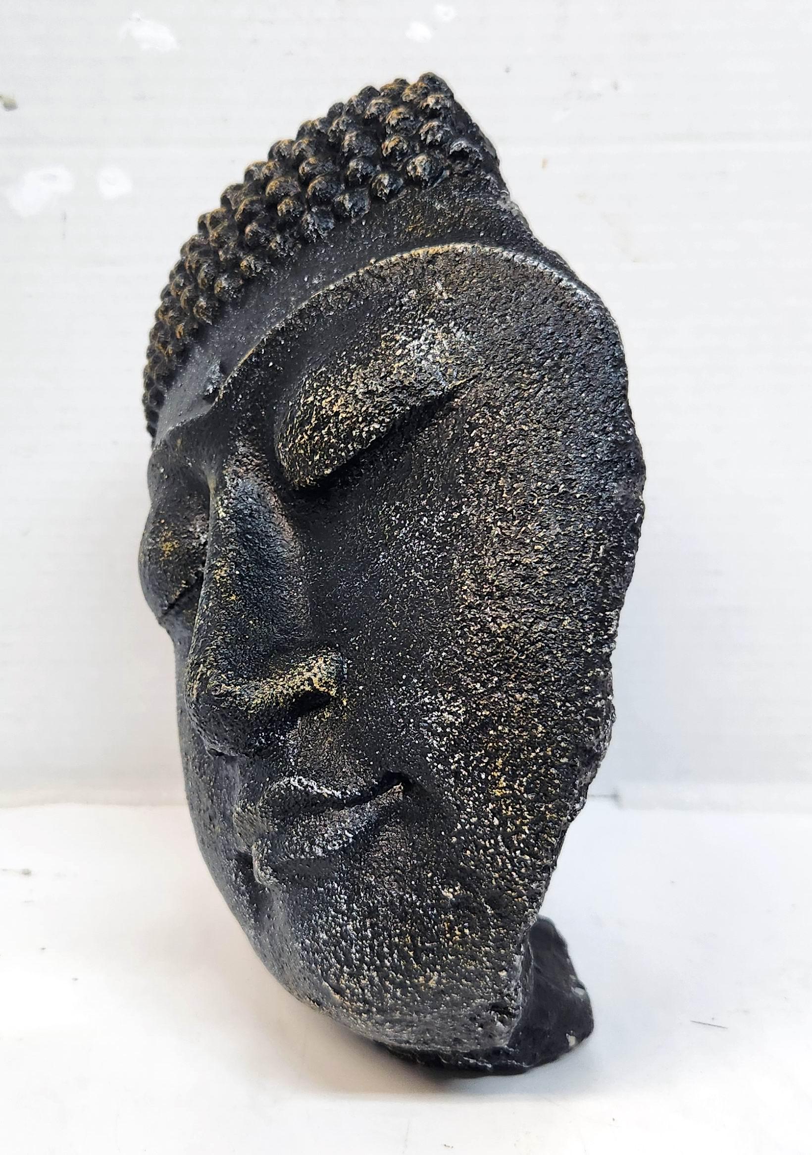 仏陀の頭部 3D、高さ9.5インチ（24cm）、コンクリート製仏像アート