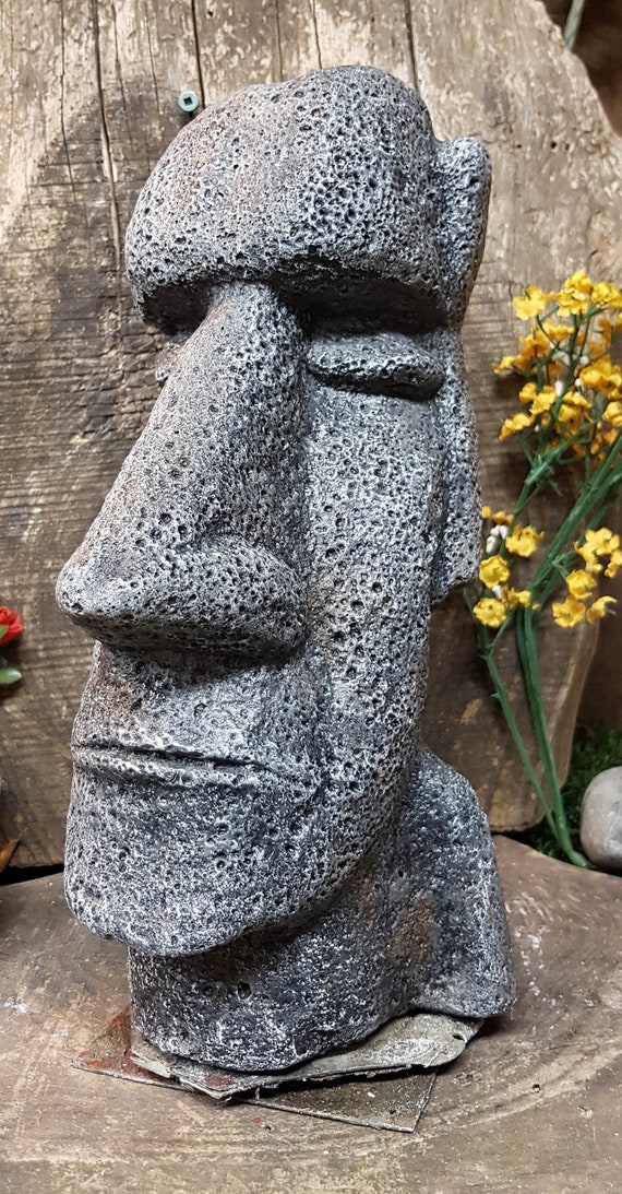 Rapa Nui Moai 11 In 28 Cm Concrete Statue Easter Island Australia Concrete Statue Easter Island, Moai Garden Statues Australian
