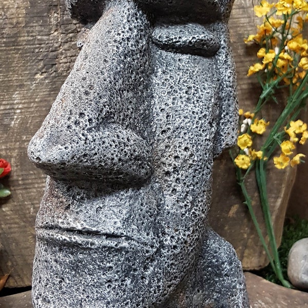 Rapa Nui Moai, 28 cm, Beton Statue, Osterinsel Moai Massive Megalith Statuen von Rapa Nui Natives AvtechStoneGallery