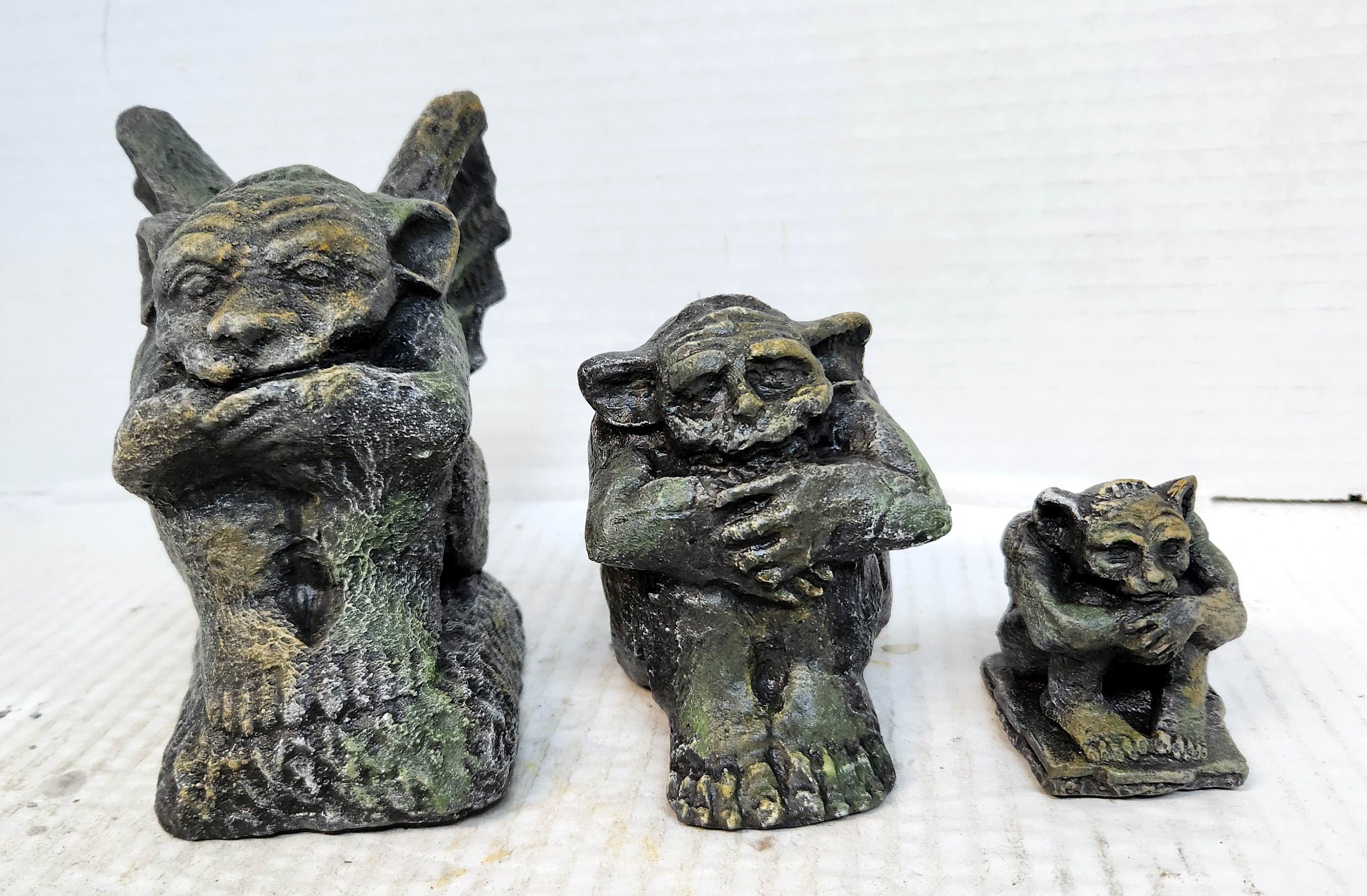 Gargoyle Lovers, Gargoyles, Set of 3, Gargoyle Grotesque Cast Gargoyle ...