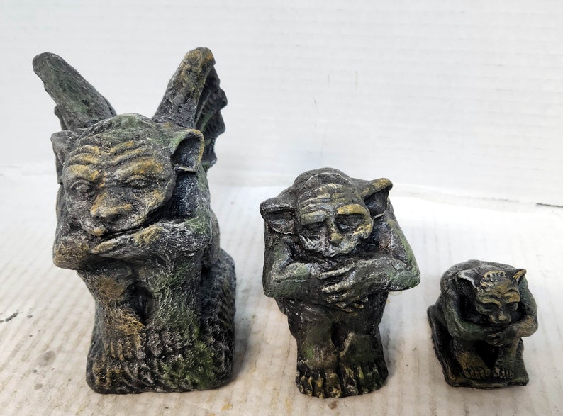 Gargoyle Lovers, Gargoyles, Set of 3, Gargoyle Grotesque Cast Gargoyle ...