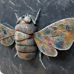 Bumblebee Plaque, Concrete Bee, 7 in. (18 cm), Garden Bee, Garden Art, Bug Plaques, Avtechstonegallery