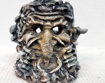 Greenman Pot, Concrete Pot, Votive Holder, Garden Planter, Tree Face Pot, Concrete Planter, Tree Face Votive, Tree Man Pot, Pot Holder