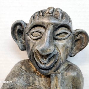 The Scribe, 10 in. , Grotesque,  Gothic Sculpture, Musical Gargoyle, Artifact Parliament Building Ottawa, Gargoyle Statue Avtechstonegallery