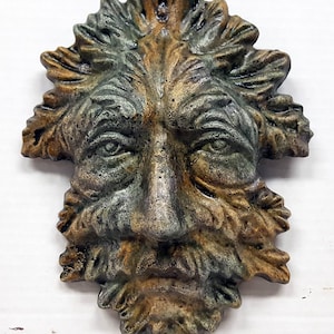 Rostro gótico, rostro de hormigón, máscara de Greenman, 25 cm, guardián gótico, rostro antiguo, rostro de árbol, espíritu del bosque. AvtechStoneGallery.