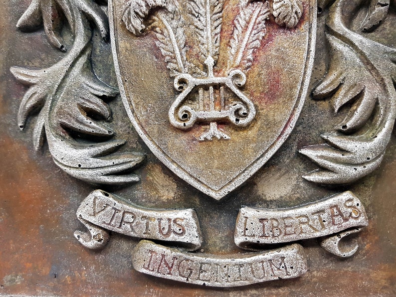 Libitas Ribon Concrete Crest, 12 In.(30cm), Building Crest, Virtus Libertas Ingenium ...