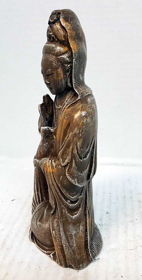 Quan Yin Statue – Göttin Der Barmherzigkeit Aus Elfenbeinnuss, Ca. 13 Cm Hoch, Für Zuhause & Büro