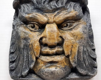 Rustic Greenman 6.5 in. (17 cm) Green Man, Cast Leaf Face, Greenman, Adorno de jardín, Escultura medieval gótica AvtechStoneGalería
