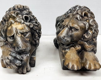 Lions of Conova, Set of Two, 9 inch (23 cm), Canova Lions, Art Sculptures, Antonio Canova, AvtechStoneGallery