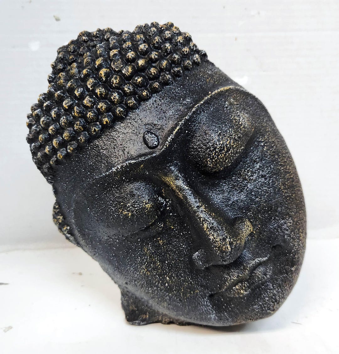 仏頭3D、9.5インチ（24cm）、コンクリート製仏像アート、仏顔