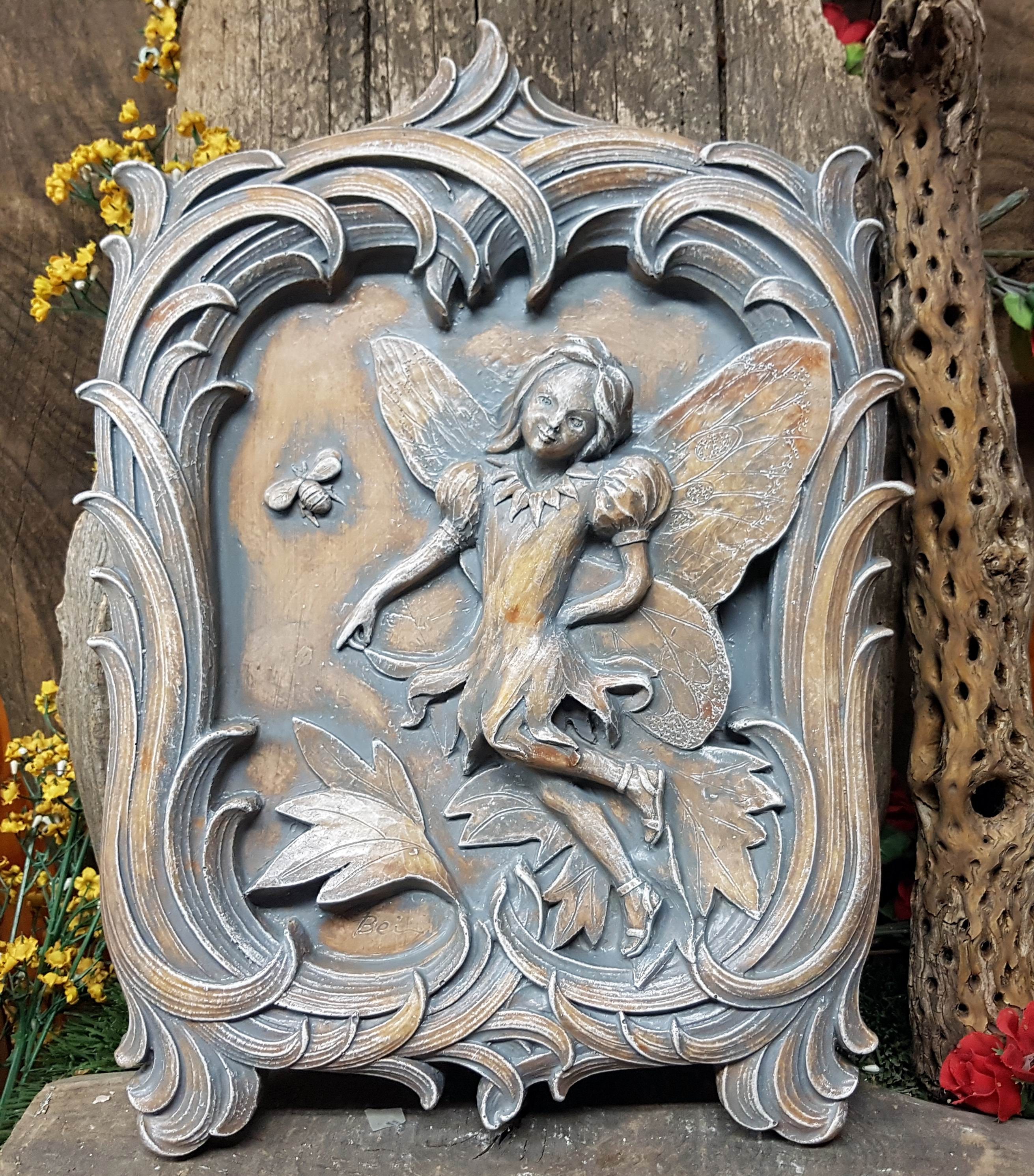 Fairy Plaque Framed Fairy Plaques Stone Sculpture Wall Etsy