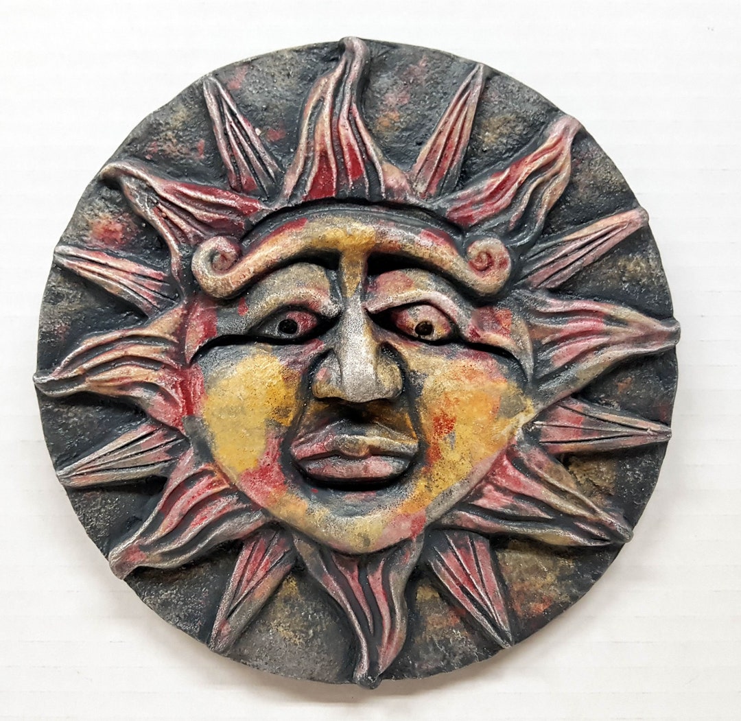 Small Sun 6 In. 15 Cm Celestial Stone Sculpture Wall Hanger Etsy