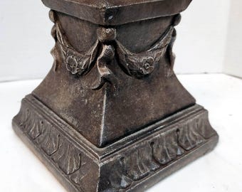 Betongpiedestal, 6,5 tum, betongfot, växtställ, trädgårdsstatyställ, planteringsfot, utsmyckad piedestal, utsmyckad bas, trädgårdspedestal