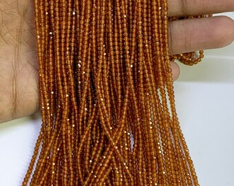 AAA,13Strand Natural Brown Hessonite Micro Cut Rondelle Faceted Gemstone Beads,2 mm Beads,Machine Cut Hessonite Beads,Jewelry Making Crafts