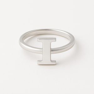 Sterling Silver Initial Ring - Personalized Letter I - Minimalist Jewelry