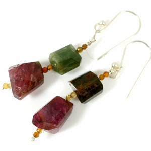 Natural Tourmaline Handmade Earrings, 925 Sterling Silver Dangle Earrings, Boho Style Earrings, Anniversary Gift For Women, Gift For Her