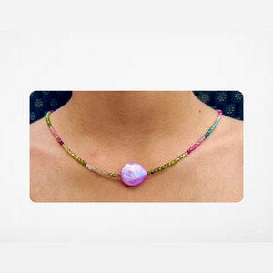 Natural multi tourmaline necklace, pearl necklace, beaded necklace, gift for her, beautiful necklace, cute wedding gift,handmade jewelry