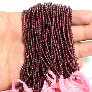 Natural Pink Garnet Micro Faceted 2mm 3mm Round Beads Micro Faceted Tiny Small Round Beads Diamond Cut Gemstone