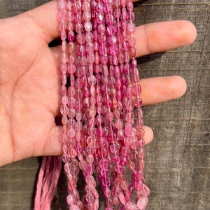 Natural Pink Tourmaline Oval Beads: 15&#39;&#39; Strand, 3x5-6x8mm