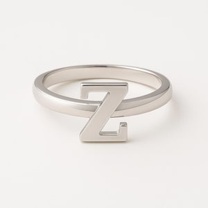 Sterling Silver Initial Z Ring: Personalized Minimalist Jewelry