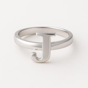 Sterling Silver Initial J Ring: Personalized Minimalist Jewelry