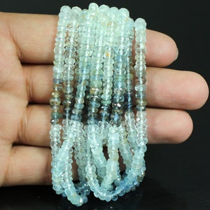 15&#39;&#39; inch Strand 100% Natural Multi Aquamarine Faceted Beads, Moss Aquamarine beads, Blue Aquamarine beads.